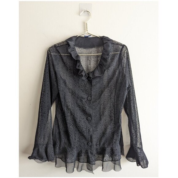 Vintage Whimsygoth Y2K lace sheer blouse - Picture 1 of 8